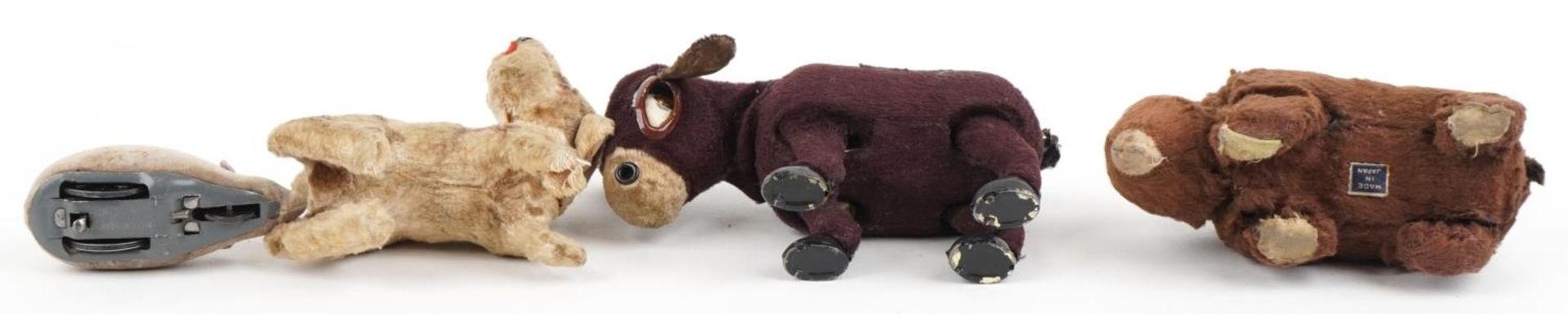 Four early 20th century clockwork animals including a Schuco mouse, bear with Made in Japan label - Image 3 of 4