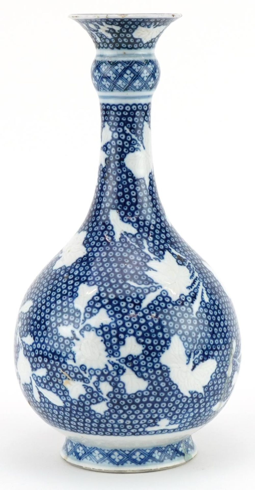 Chinese blue and white porcelain garlic neck vase hand painted with flowers, 25cm high : For further - Image 3 of 6