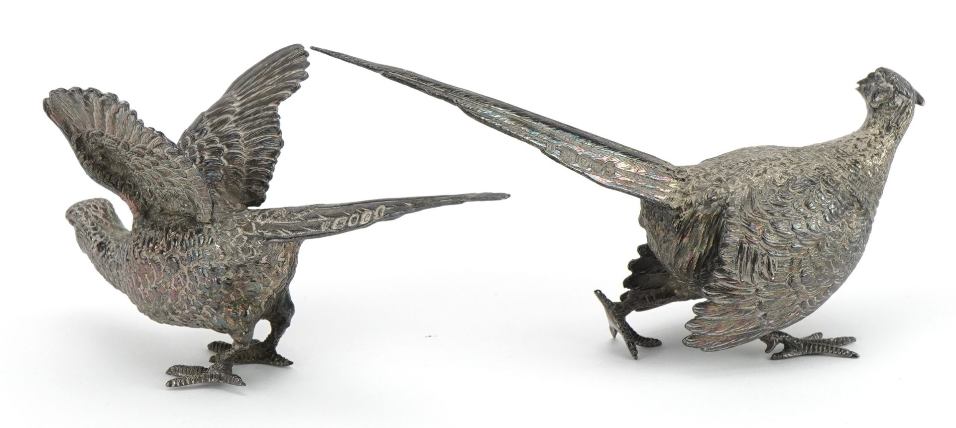 Edward Barnard & Sons Ltd, pair of Elizabeth II silver pheasants, London 1977, the largest 14.5cm in - Image 2 of 4