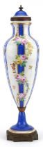 Sevres, 19th century French porcelain vase and cover with gilt metal mounts hand painted with