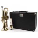 Blessing, American brass cornet with fitted case. serial number 549551, 37cm in length : For further