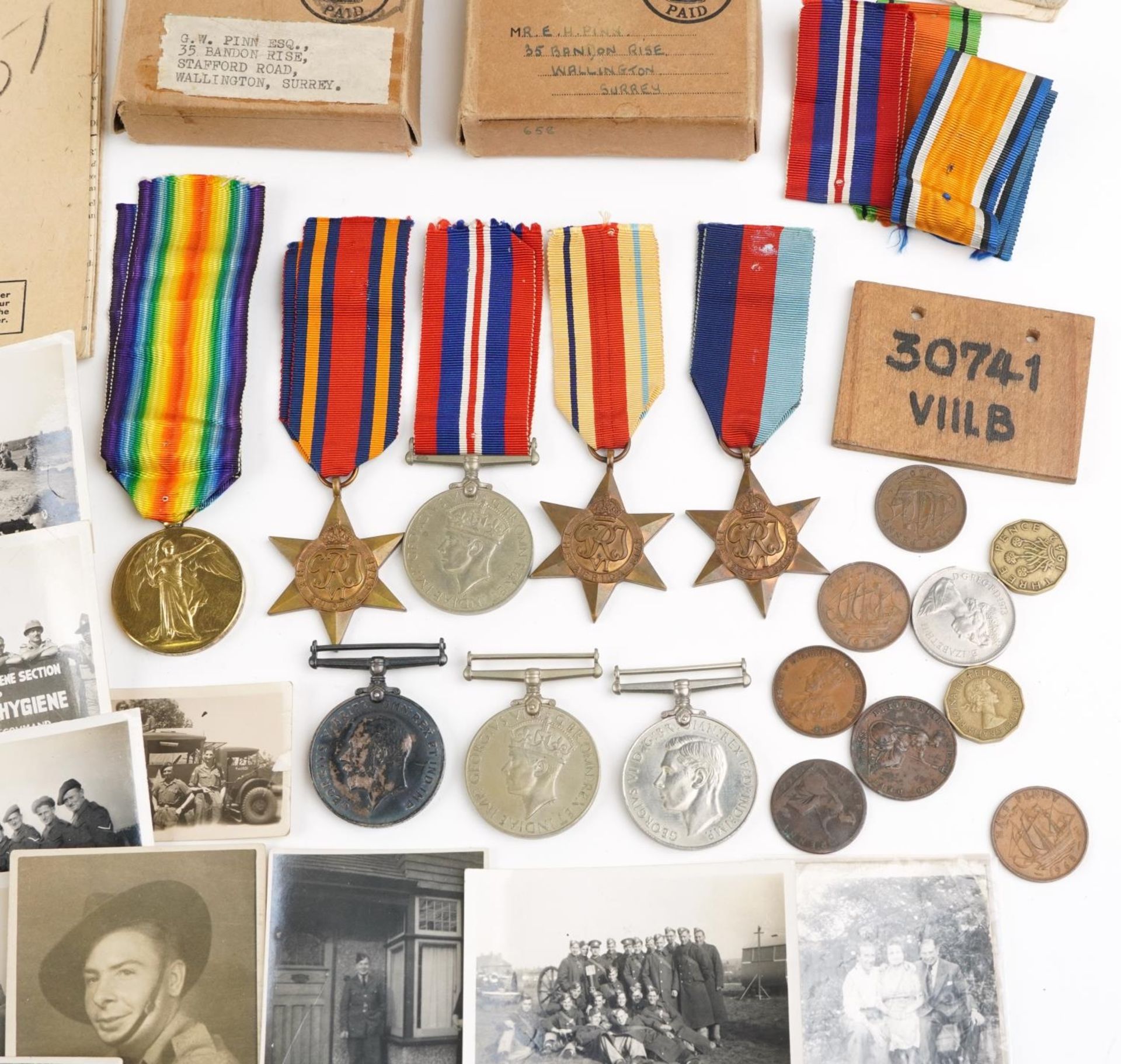 British military World War I and World War II medal groups relating to the Pinn family with - Image 11 of 17