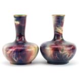 Pair of Wilkinson's Oriflamme lustre vases designed by John Butler, each 16cm high : For further