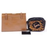 Leather snakeskin effect ladies bag together with a Wathne leather leaping deer bag : For further