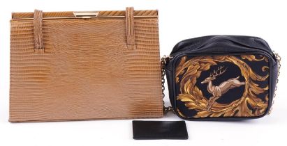 Leather snakeskin effect ladies bag together with a Wathne leather leaping deer bag : For further