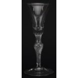 18th century wine glass with air twist stem and bell shaped bowl, 17.5cm high : For further