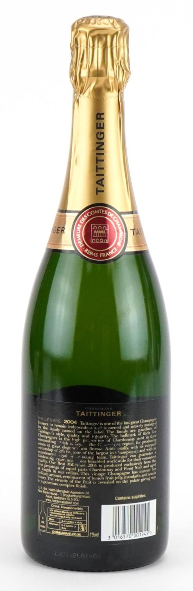 Bottle of 2004 Tattinger Millesime Champagne with box : For further information on this lot please - Image 2 of 2