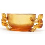 Chinese Peking style glass censer with figural handles, 10cm wide : For further information on