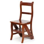 Set of metamorphic hardwood library chair/steps, 88cm high as chair : For further information on