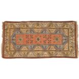 Rectangular Turkish rug having and allover repeat design, 215cm x 120cm : For further information on