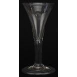 18th century wine glass with teardrop stem on folded foot, 16cm high : For further information on