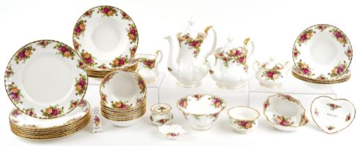 Royal Albert Old Country Roses dinner and teaware including coffee pot and teapot, the largest