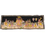 Indian sequinned textile depicting a mahout procession, 145cm x 54cm : For further information on