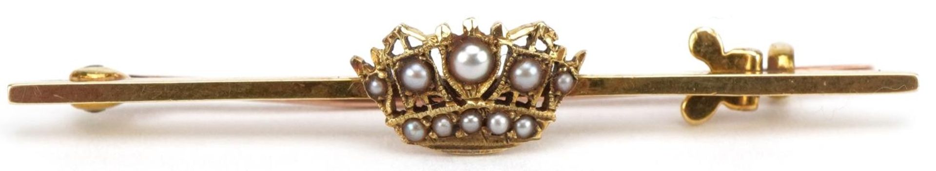 Naval interest 14ct gold seed pearl Merchant Navy bar brooch housed in a Goldsmiths & Silversmiths
