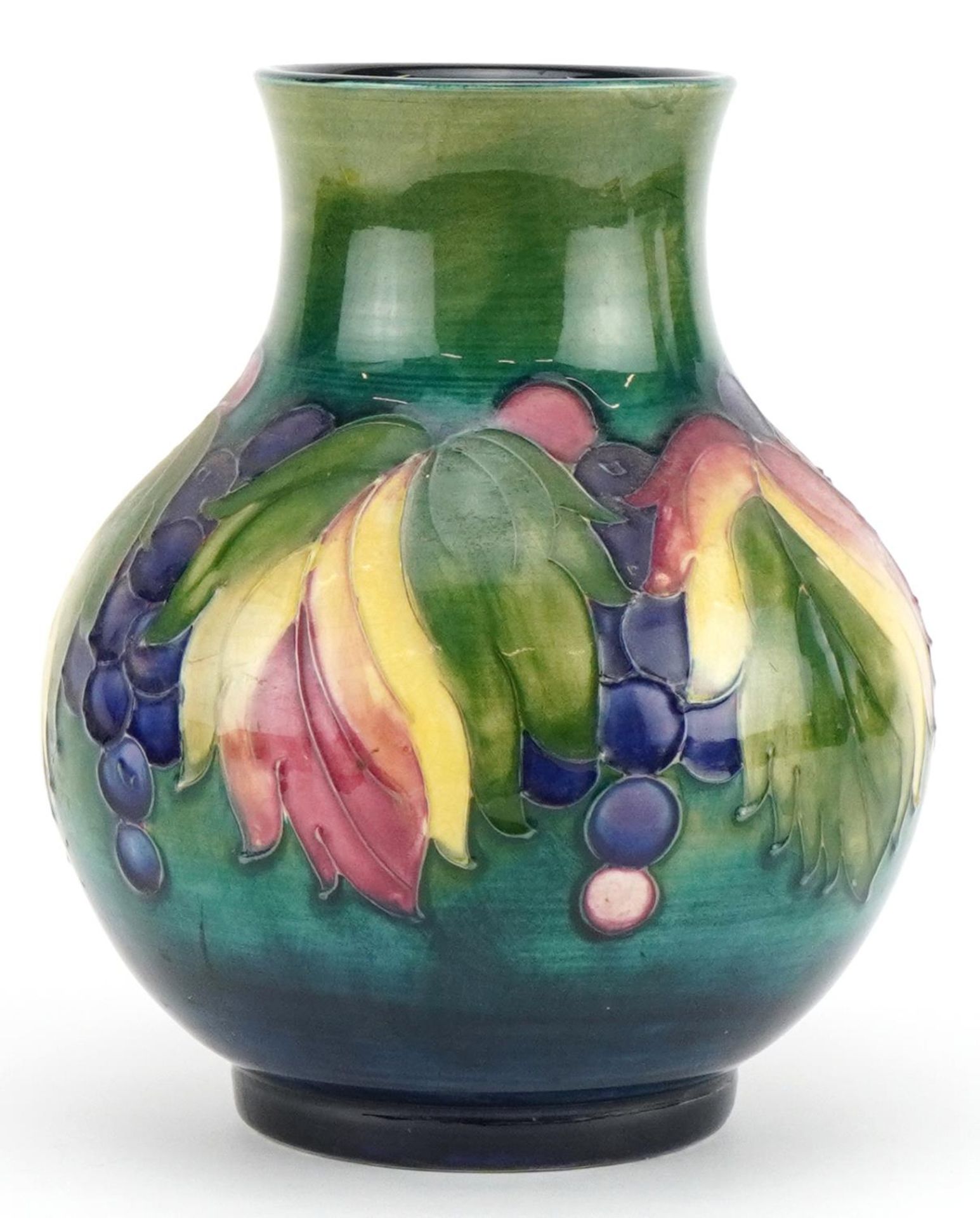 William Moorcroft pottery vase hand painted in the Leaf and Berry pattern, painted and impressed - Image 2 of 4