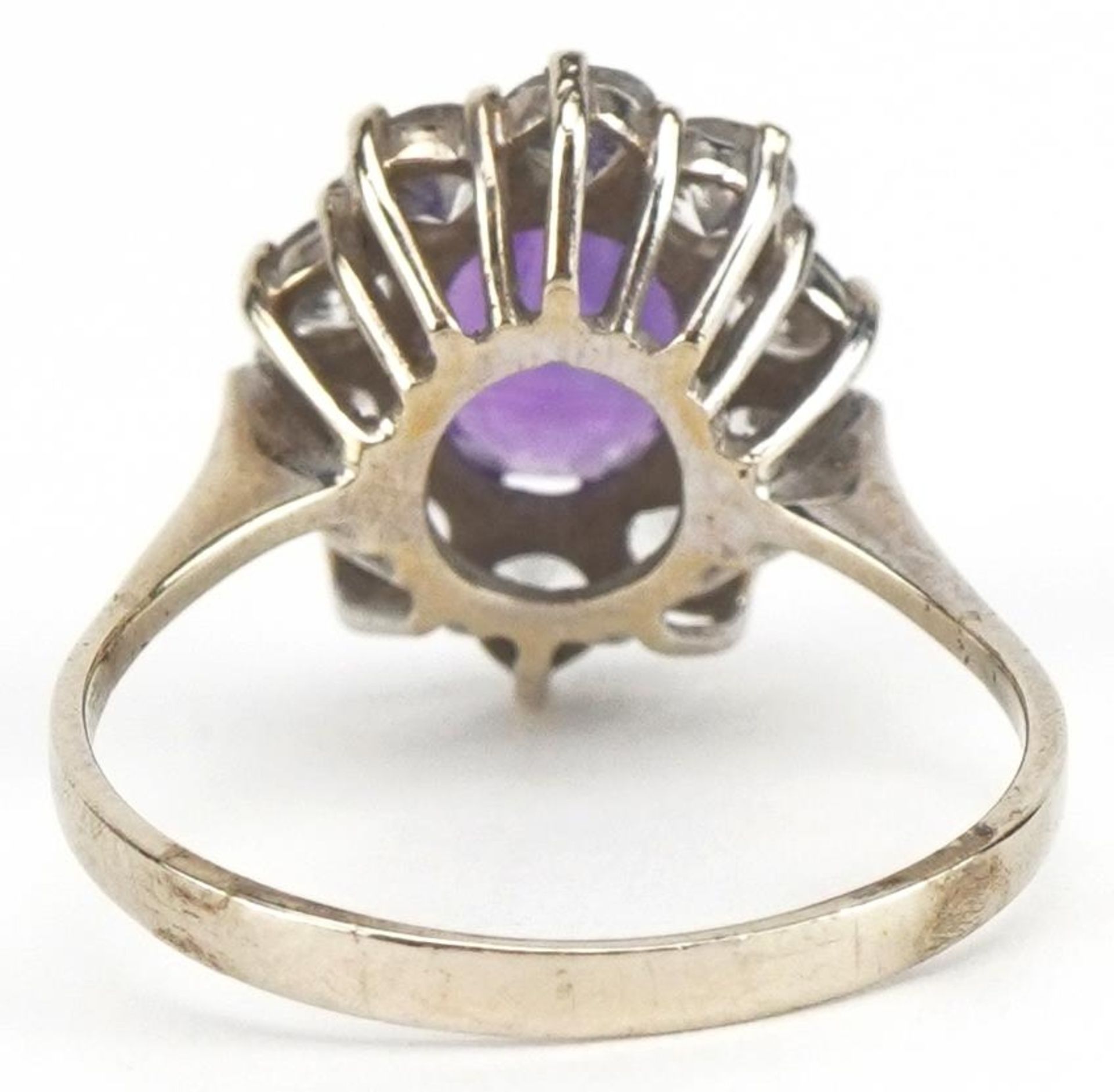 14ct white gold amethyst and white spinel cluster ring, size Q, 3.3g : For further information on - Image 2 of 4