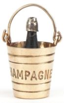 9ct gold Champagne bottle and ice bucket charm, 2.1cm high, 1.5g : For further information on this