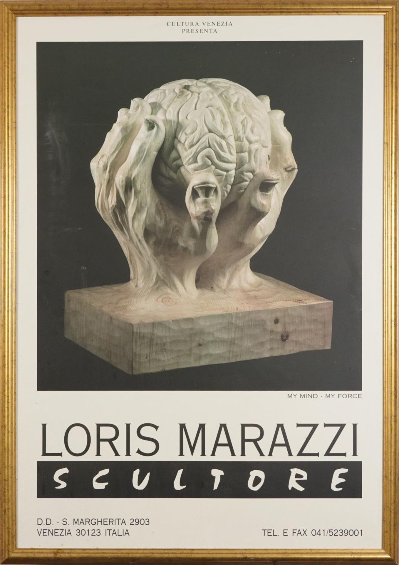 Italian Loris Marazzi Scultore Gallery advertising board, framed, 99cm x 68.5cm excluding the - Bild 2 aus 4