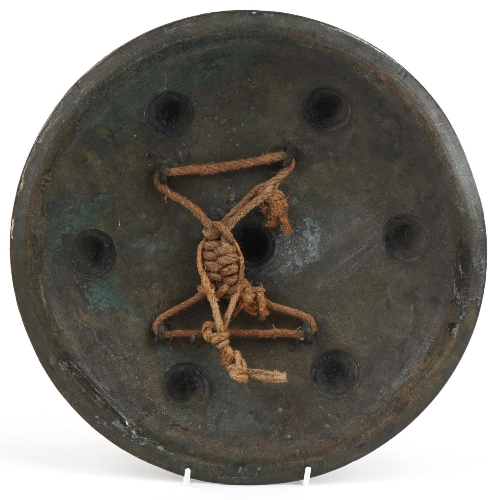 Indo-Persian bronze Dhal shield with star motifs, 31.5cm in diameter : For further information on - Image 2 of 2