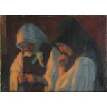 Two praying nuns, oil on canvas, unframed, 39.5cm x 28cm : For further information on this lot