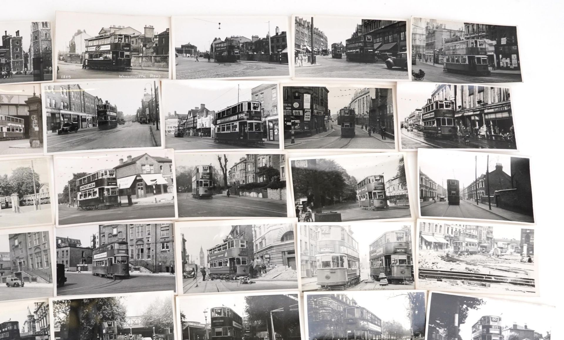 Collection of Mid 20th century tram black and white photographs, predominantly of London, each - Image 4 of 12