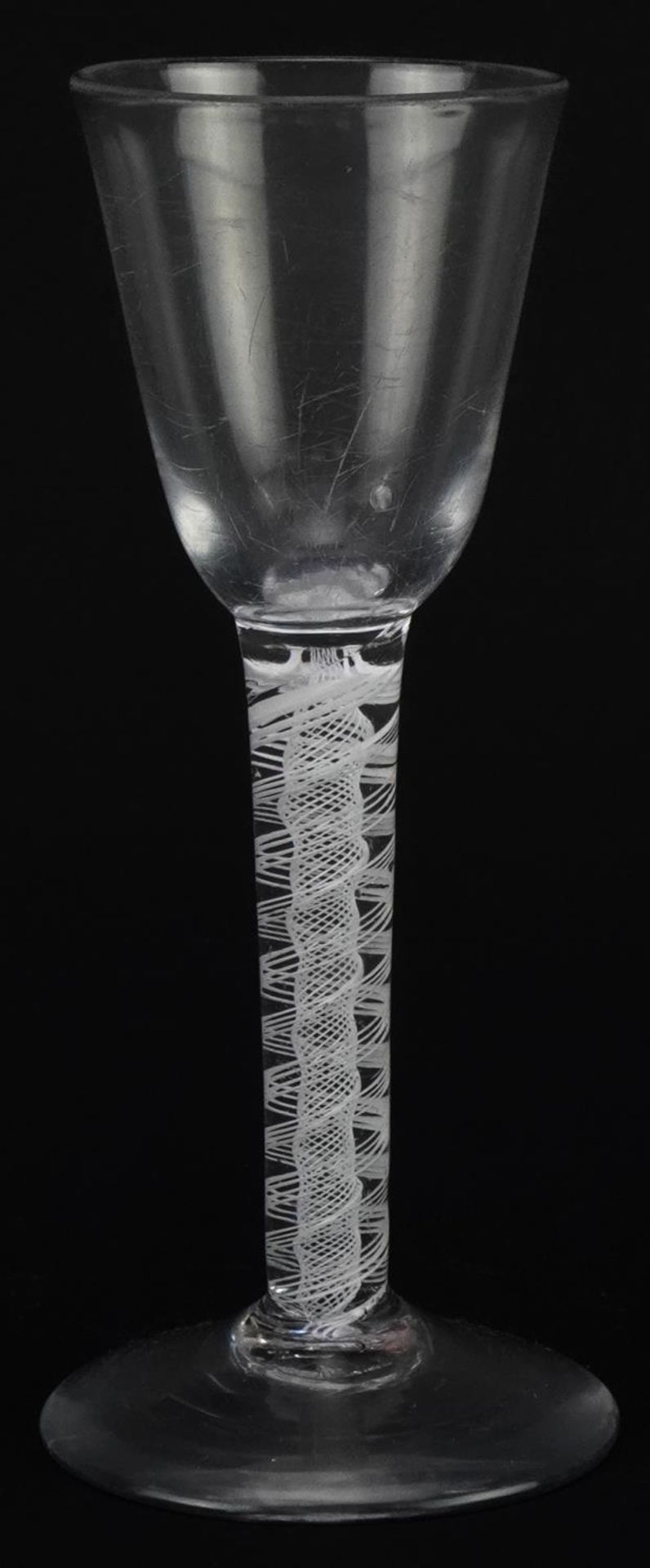 18th century wine glass with multiple opaque air twist stem, 15cm high : For further information - Image 2 of 4