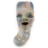 Mid century hand painted pottery stylised head, 29.5cm high : For further information on this lot