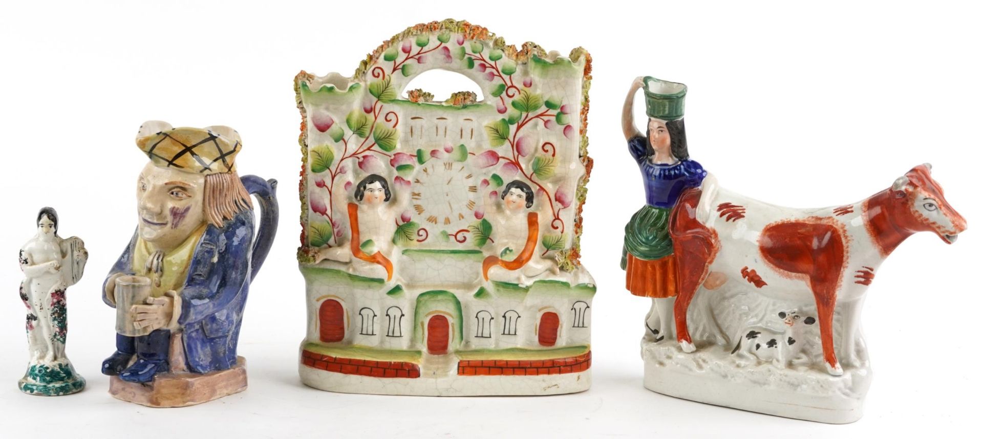 18th century and later English ceramics including a Prattware figure of Venus and character jug, the