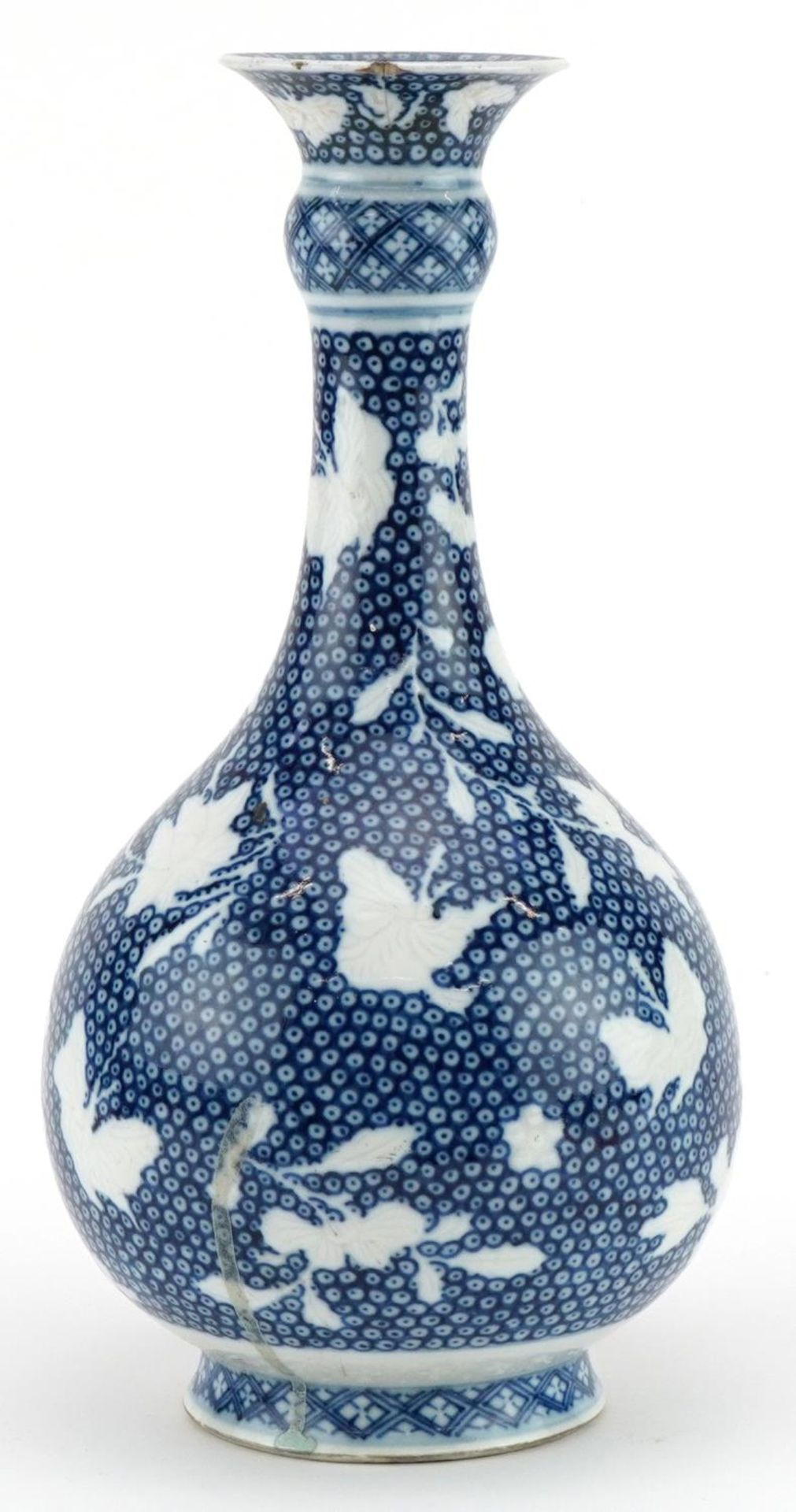 Chinese blue and white porcelain garlic neck vase hand painted with flowers, 25cm high : For further - Image 4 of 6