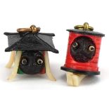 Two Japanese Kobe eye popping charms, the largest 1.9cm high : For further information on this lot