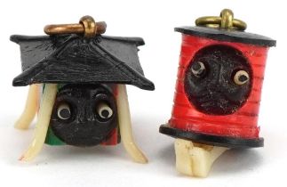 Two Japanese Kobe eye popping charms, the largest 1.9cm high : For further information on this lot