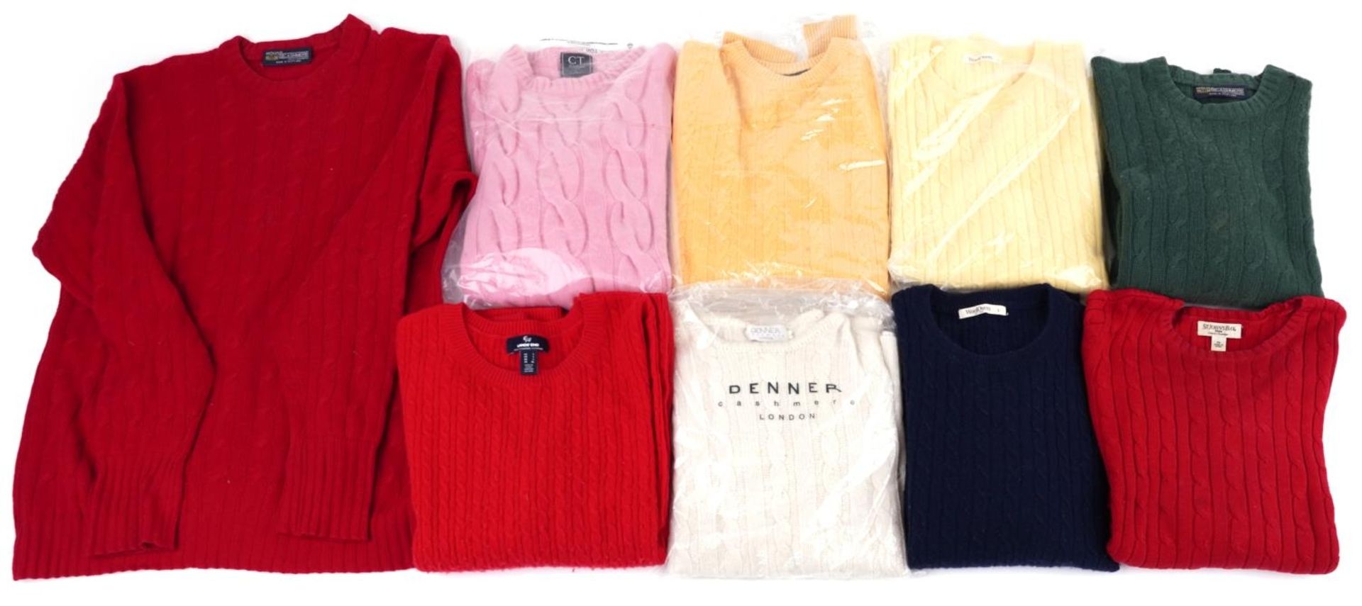 Seven ladies cashmere jumpers including Land's End, Woolovers, Denner and Clans of Scotland : For