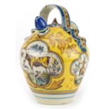 18th century style European Faience glazed Maiolica water jug hand painted with wild animals and
