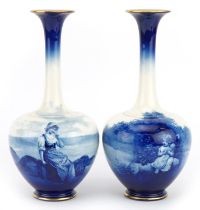 Pair of Royal Doulton children's series vases, numbered 1748 and 1749 to the bases, each 26cm high :