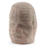 Mid century style Mexican terracotta head of a man, 26cm high : For further information on this