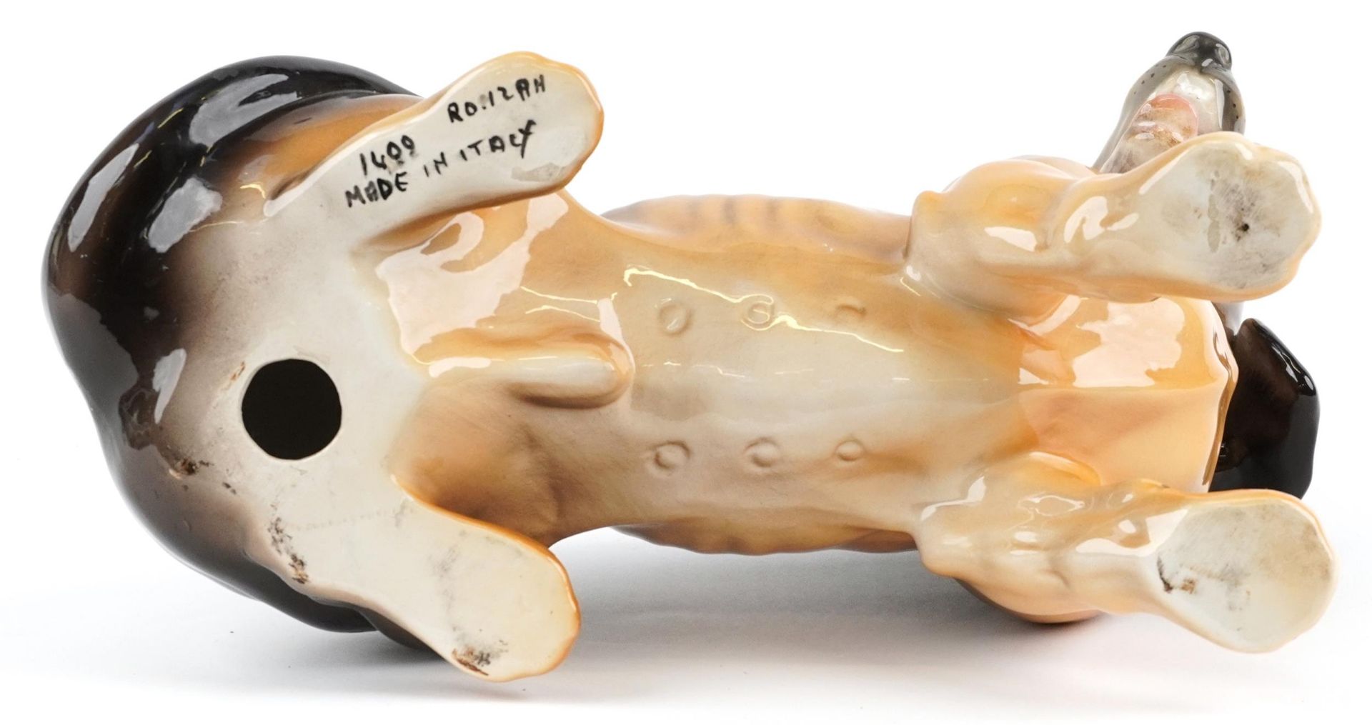 Ronzan, Mid century Italian porcelain dog, incised Ronzan Made in Italy to the base, 31cm in - Image 3 of 4