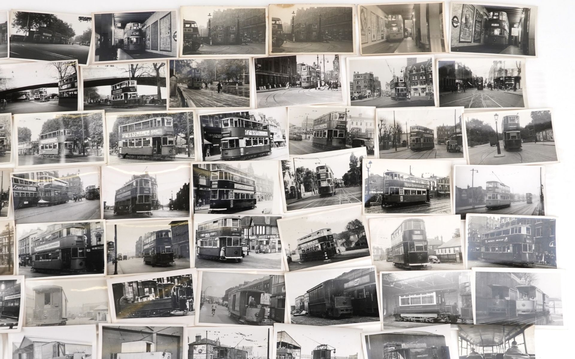 Collection of Mid 20th century tram black and white photographs, predominantly of London, each - Image 3 of 7