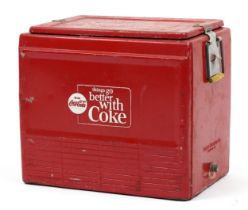 Vintage Coca Cola advertising ice cooler with carrying handles, 41cm H x 45.5cm W x 33cm D : For