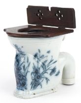 Miniature Victorian Salesman Ivylite toilet with mahogany seat, registration number 247569, 14.5cm