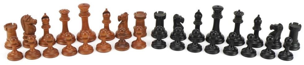 Manner of Jaques, boxwood and ebony Staunton pattern chess set, the largest pieces each 6.5cm high :