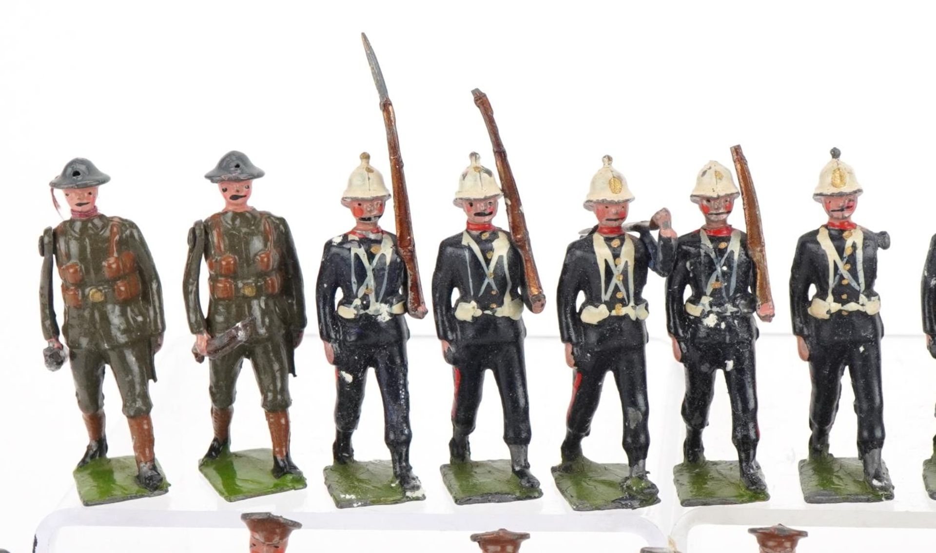 Britains hand painted lead Infantry soldiers including Territorial Army, with paper label : For - Image 3 of 8