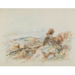 Stephane H C Gourjon - Windswept landscape, French Impressionist watercolour, indistinctly inscribed