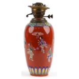 Japanese porcelain vase oil lamp hand painted with figures, overall 38cm high : For further
