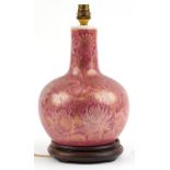 Chinese porcelain millefleur vase table lamp gilded and painted with flowers, 34.5cm high : For