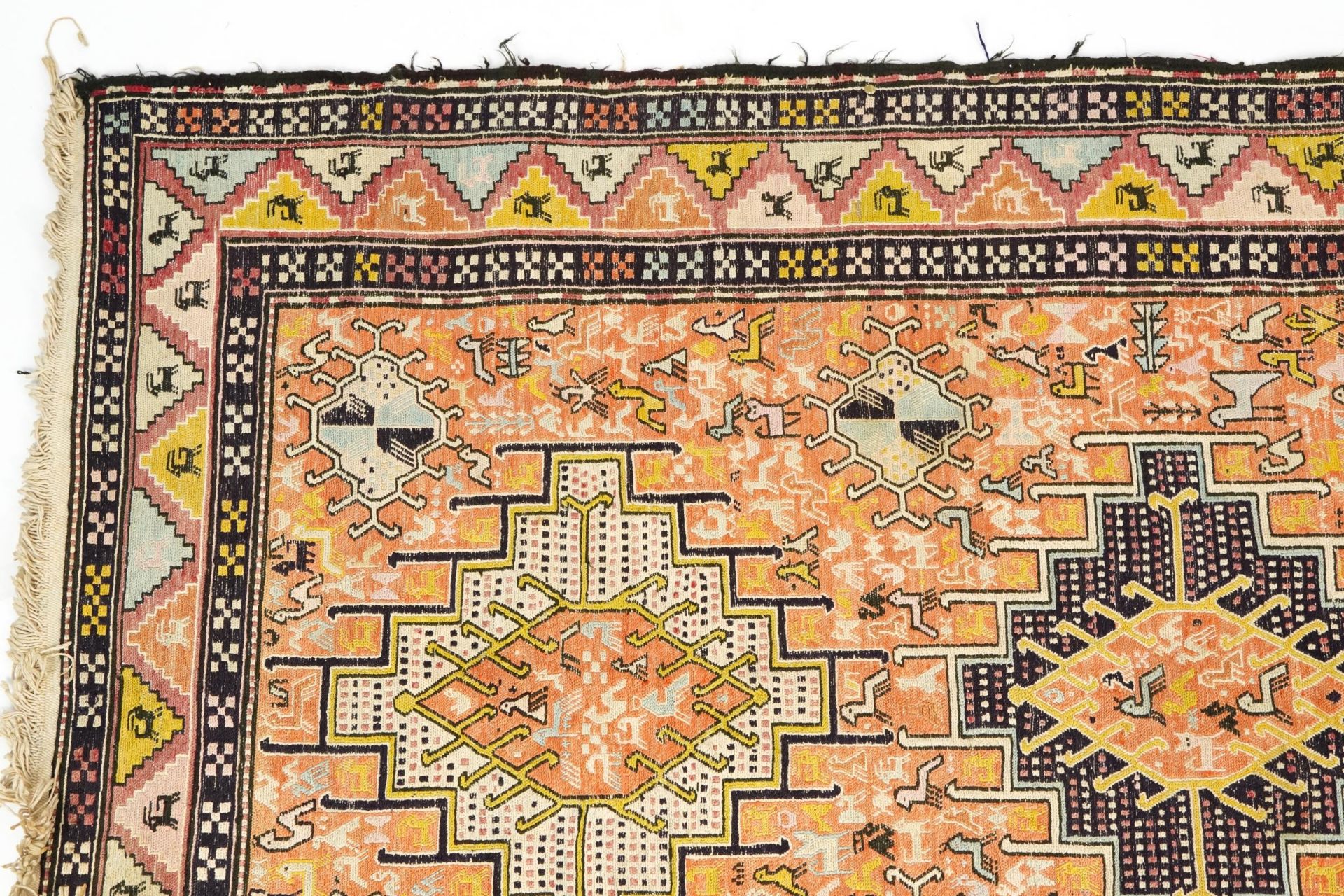 Rectangular Turkish rug with allover geometric and animal design, 200cm x 114cm : For further - Bild 4 aus 13