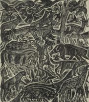David Jones - The Deluge, wood engraving inscribed The Colophon Golden Cockerel Press verso,