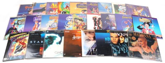 Collection of laser discs, some Disney including Alice in Wonderland, Titanic, Madonna, Star Gate,
