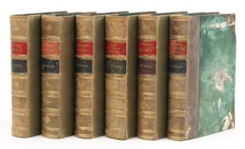 Six 19th century leather bound hardback books by Charles Dickens comprising Domby & Son, Our