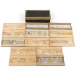 Collection of scientific microscopic prepared glass slides with Physiological Laboratory Cambridge