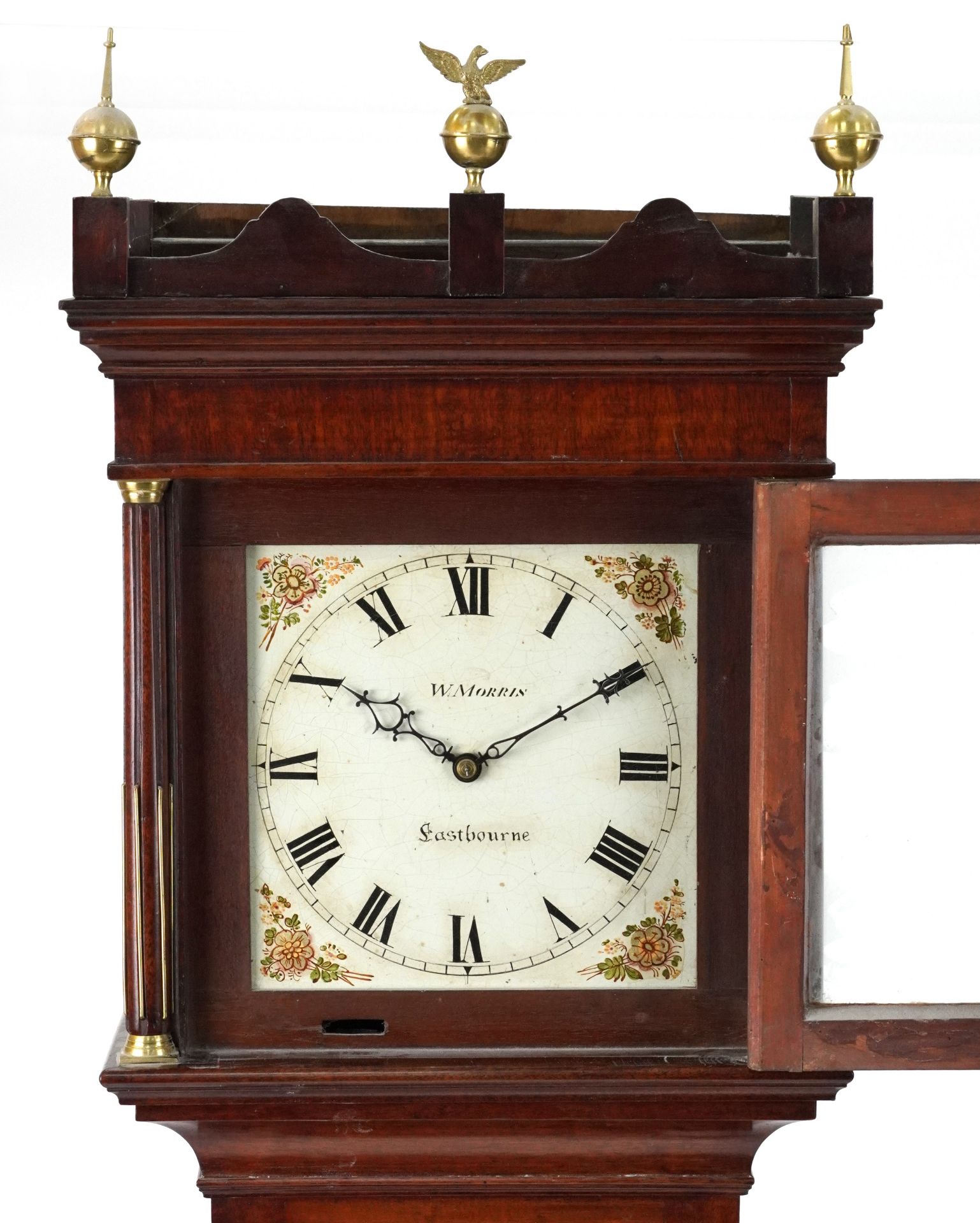 19th century mahogany longcase clock with painted dial inscribed W Morris Eastbourne having Roman - Image 2 of 4